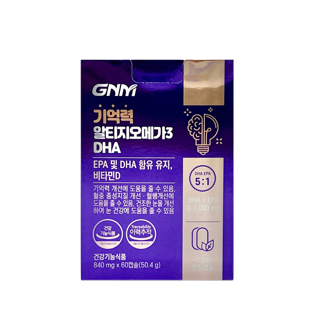 GNM자연의품격 기억력 알티지 오메가3 DHA 840mg x 60캡슐