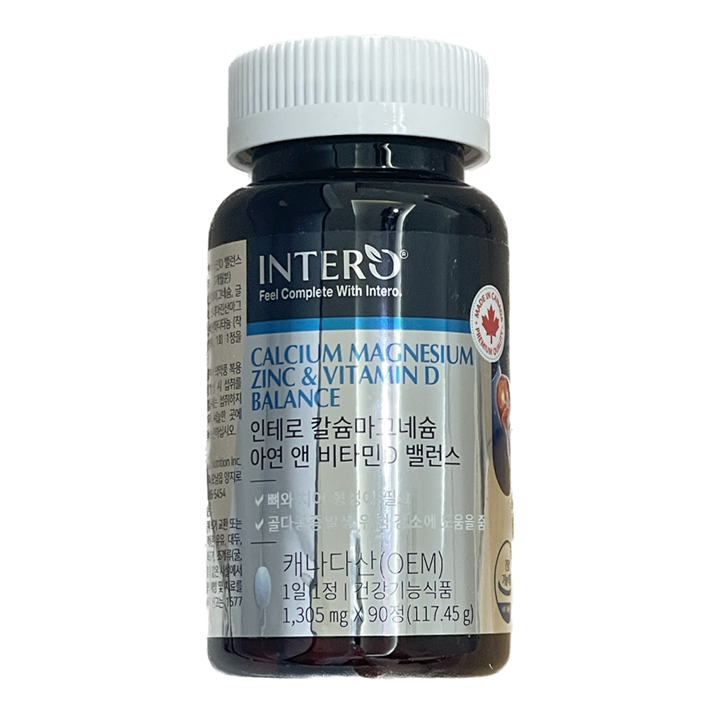 인테로 칼슘 마그네슘 아연 비타민D 밸런스 1305mg x 90정