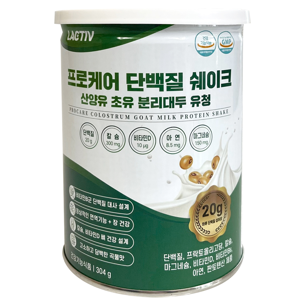 락티브 프로케어 단백질 쉐이크 산양유 초유 분리대두 유청 304g 1개